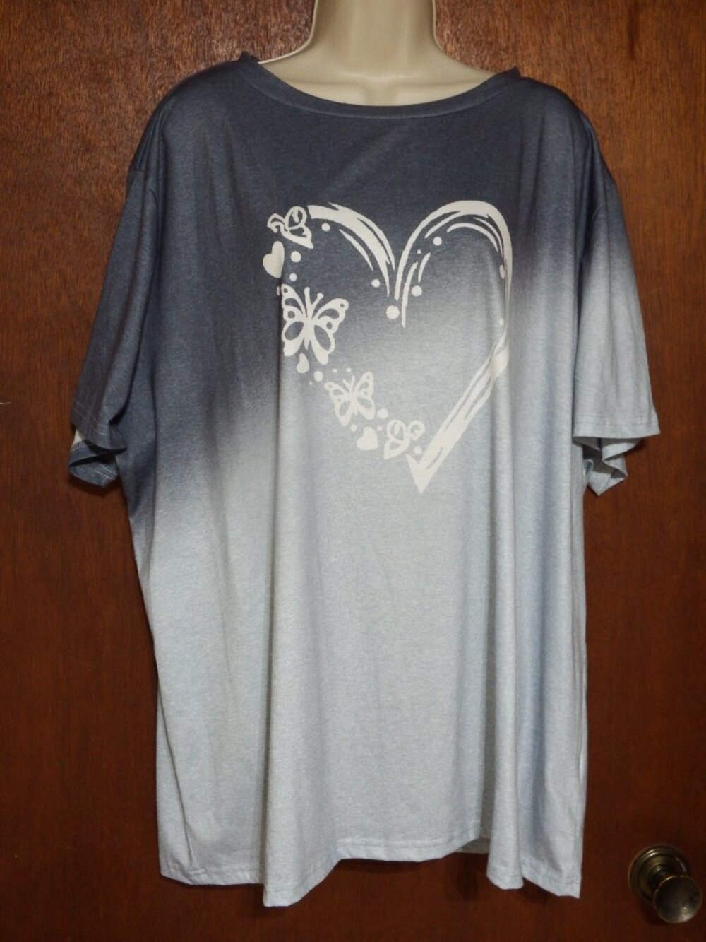 Heart & Butterfly t-shirt, 5X, short sleeve